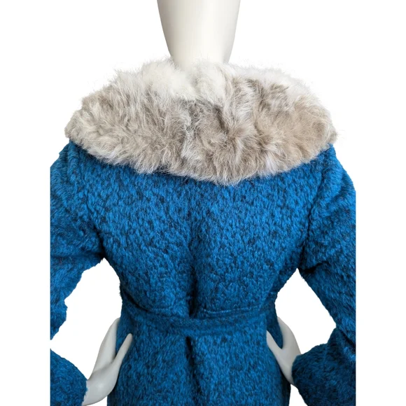 Vintage 1960s Mohair Coat Real Fur Collar | Union Made | Size XS/S - Picture 8 of 16